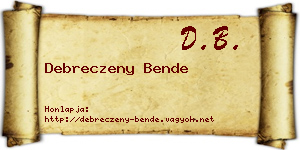 Debreczeny Bende névjegykártya